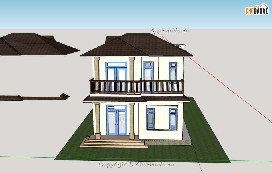 biệt thự 2 tầng,model su biệt thự 2 tầng,file su biệt thự 2 tầng,sketchup biệt thự 2 tầng