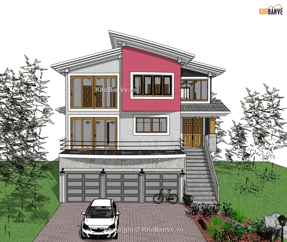 biệt thự 3 tầng,su biệt thự,sketchup biệt thự,su biệt thự 3 tầng