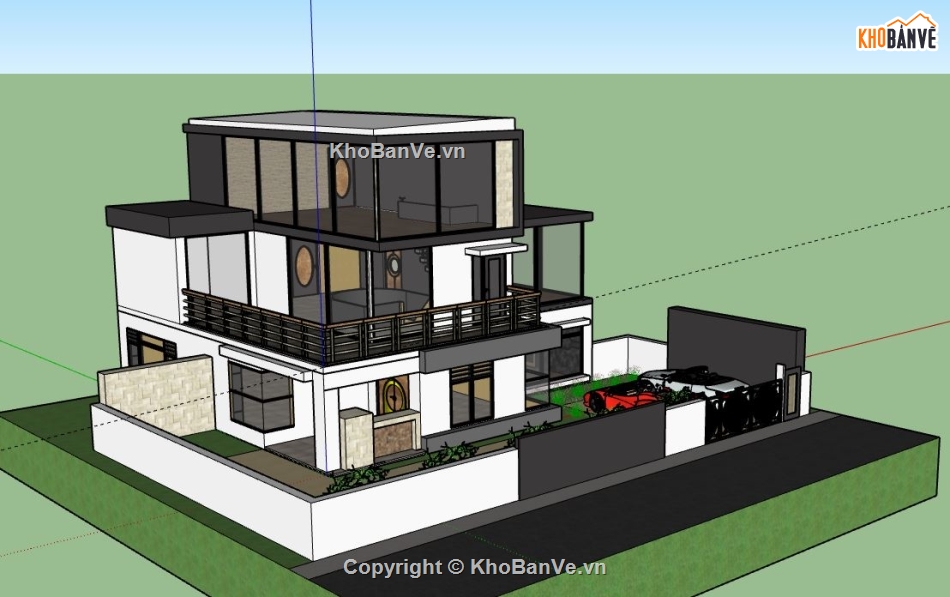 biệt thự 3 tầng,model su biệt thự 3 tầng,sketchup biệt thự 3 tầng