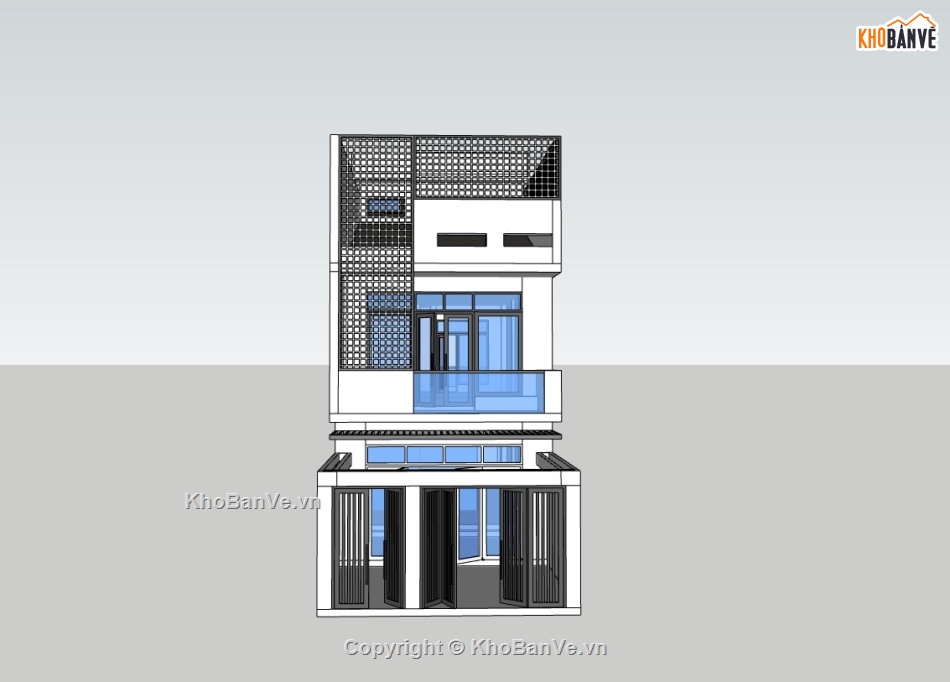 nhà phố 3 tầng,su nhà phố,sketchup nhà phố