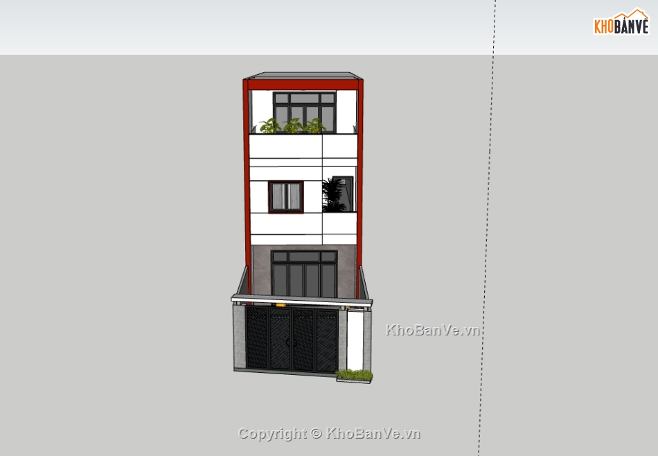 nhà phố 3 tầng,su nhà phố,sketchup nhà phố