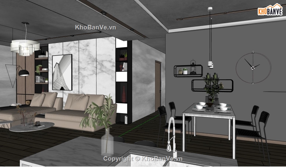 nội thất chung cư,model su nội thất chung cư,sketchup nội thất chung cư,thiết kế nội thất chung cư