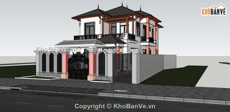 Biệt thự 2 tầng,Su Biệt thự  2 tầng,Sketchup 2 tầng