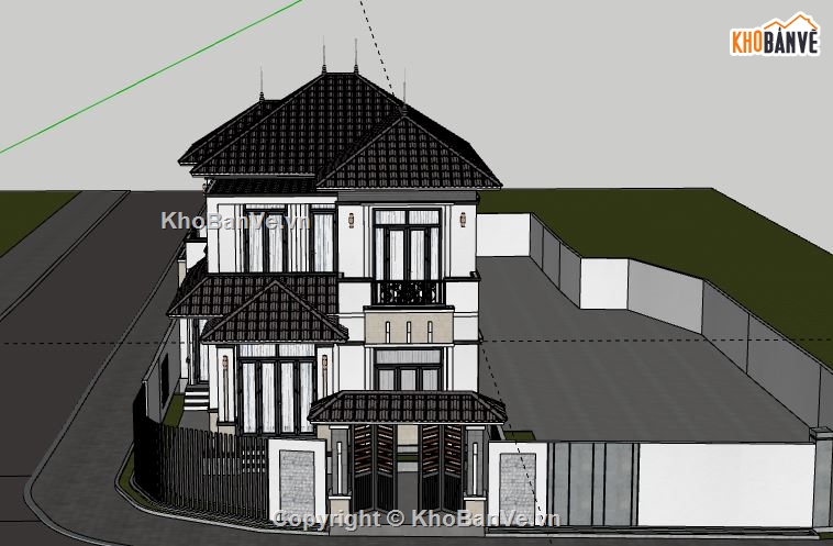 Biệt thự 2 tầng,Model su biệt thự 2 tầng,sketchup biệt thự 2 tầng