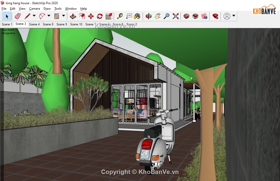 nhà cấp 4,Sketchup nhà phố,sketchup nhà cấp 4,Su nhà liên phố