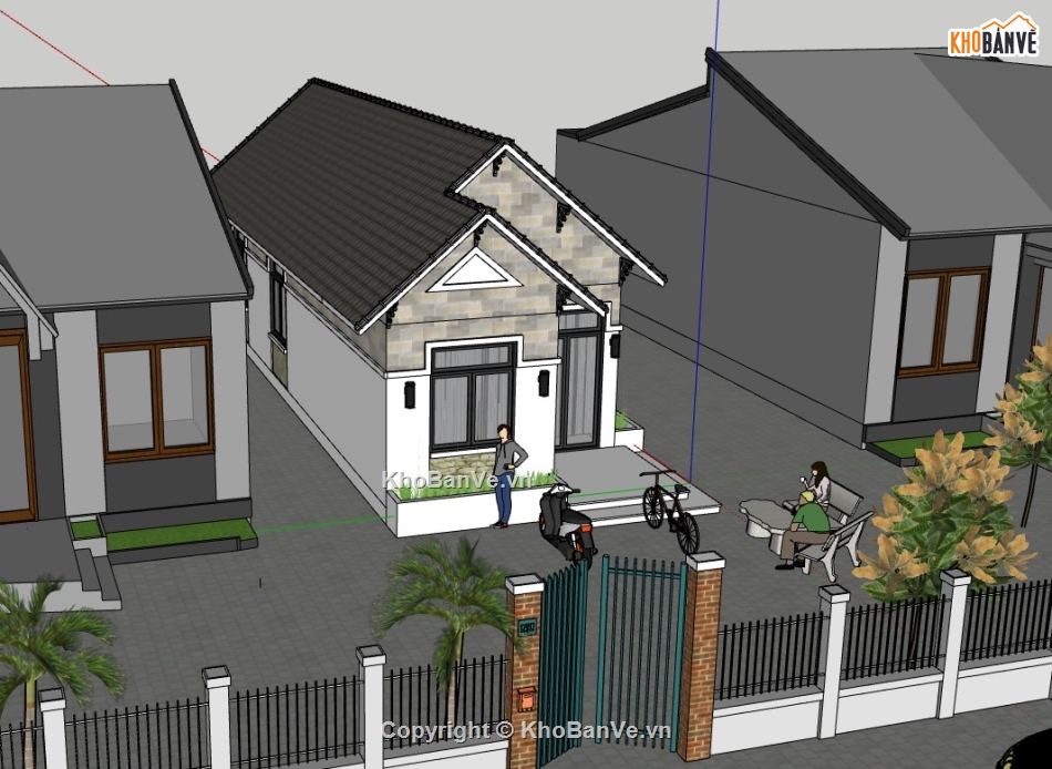 nhà cấp 4,nhà cấp 4 sketchup,su nhà cấp 4,sketchup nhà cấp 4