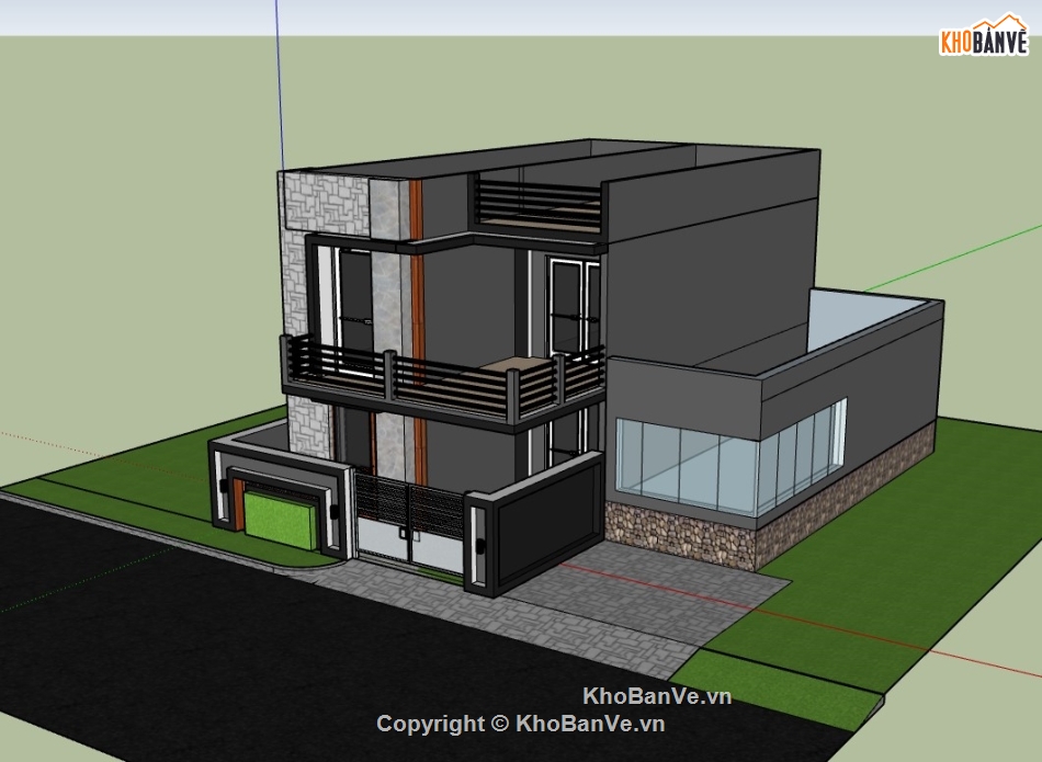 su nhà phố 2 tầng,sketchup nhà phố 2 tầng,su nhà phố,sketchup nhà phố