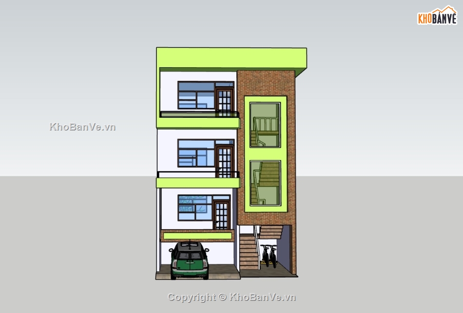 nhà phố 3 tầng,su nhà phố,sketchup nhà phố