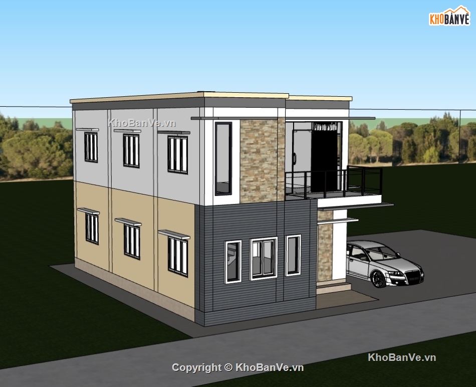 nhà phố 2 tầng,su nhà phố,sketchup nhà phố,su nhà phố 2 tầng