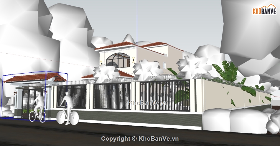 sketchup nhà phố 5x20m,model nhà phố 5x20m,model su nhà phố 2 tầng,Sketchup nhà phố 2 tầng,Nhà phố 2 tầng 5x20m