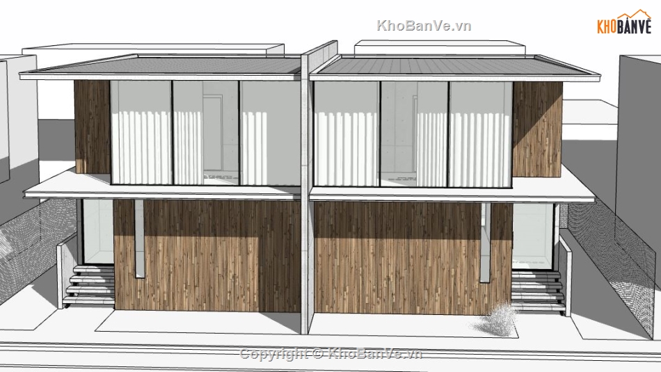 nhà 2 tầng đơn giản,sketchup nhà phố 2 tầng,model su nhà phố 2 tầng