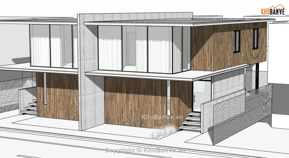 nhà 2 tầng đơn giản,sketchup nhà phố 2 tầng,model su nhà phố 2 tầng