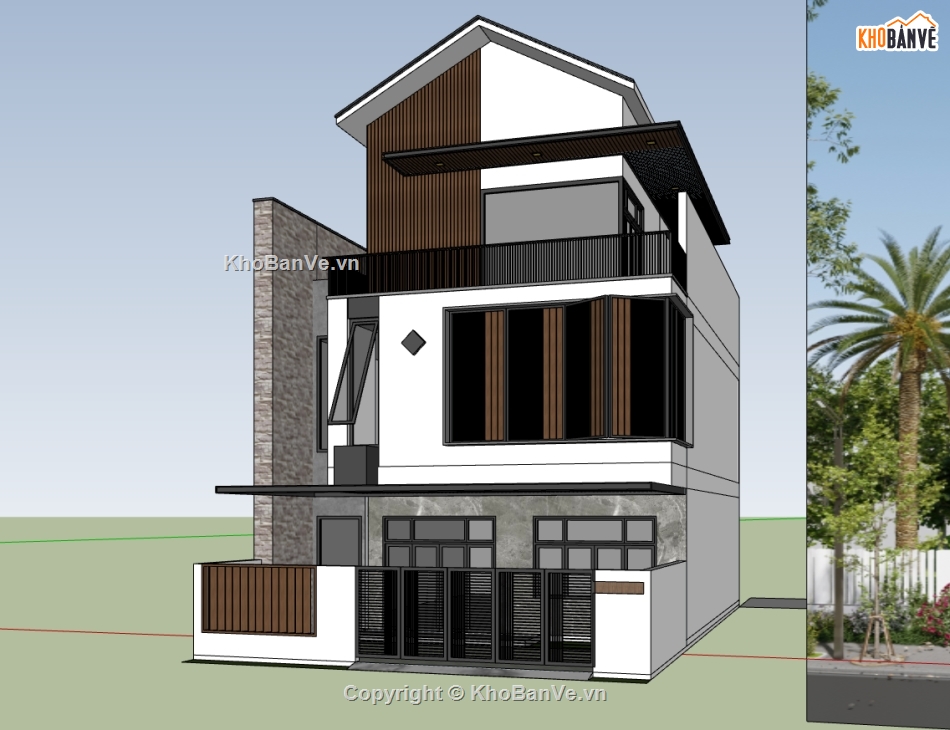 nhà phố 3 tầng,su nhà phố,sketchup nhà phố,su nhà phố 3 tầng