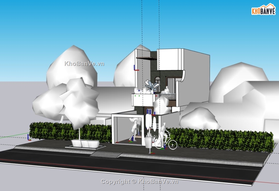 File sketchup nhà phố 3 tầng,File su nhà phố 3 tầng,Model su nhà phố 3 tầng,Nhà phố 3 tầng file su