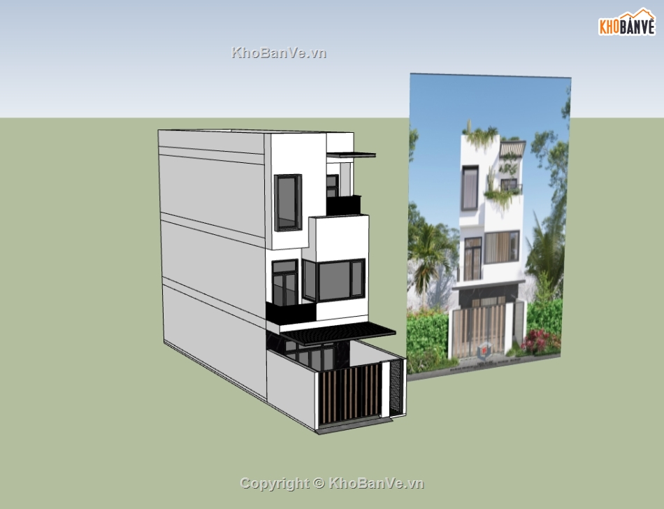 nhà phố 3 tầng,su nhà phố,sketchup nhà phố,su nhà phố 3 tầng