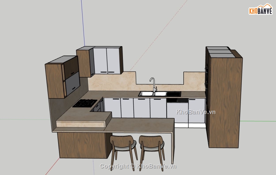 nội thất phòng bếp,Model su phòng bếp,sketchup phòng bếp đẹp,phòng bếp su hiện đại