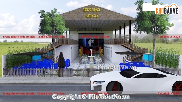 bản vẽ nhà hàng,Nhà hàng bia,sketchup nhà hàng,thiết kế nhà hàng tổ chức sự kiện,thiết kế nhà hàng