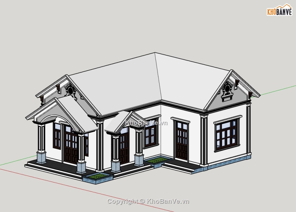 nhà cấp 4,nhà chữ L,Model su nhà cấp 4