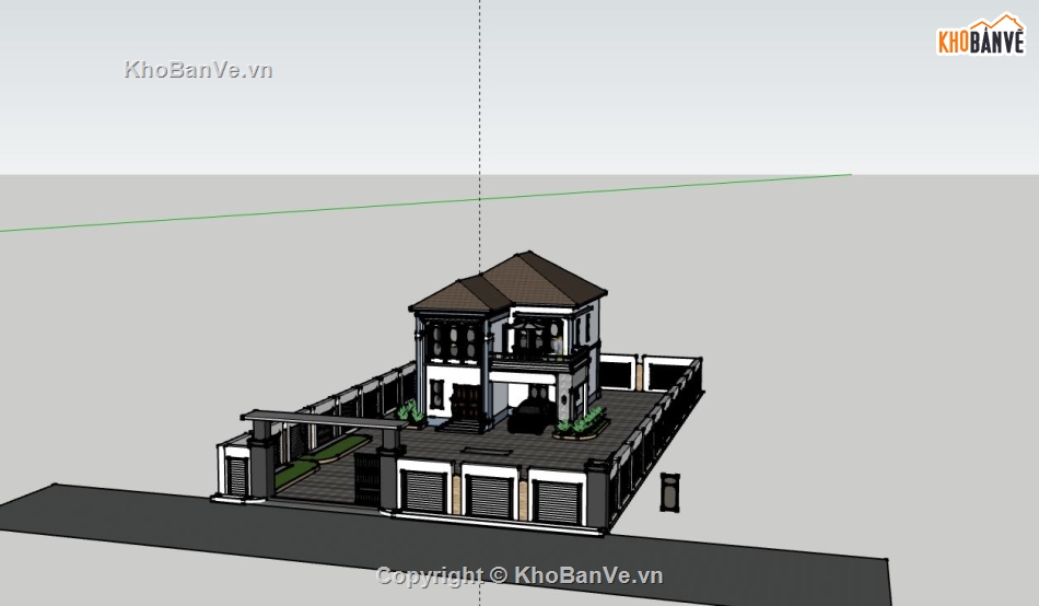 villa su,biệt thự villa 2 tầng,sketchup villa 2 tầng,phối cảnh villa model sketchup