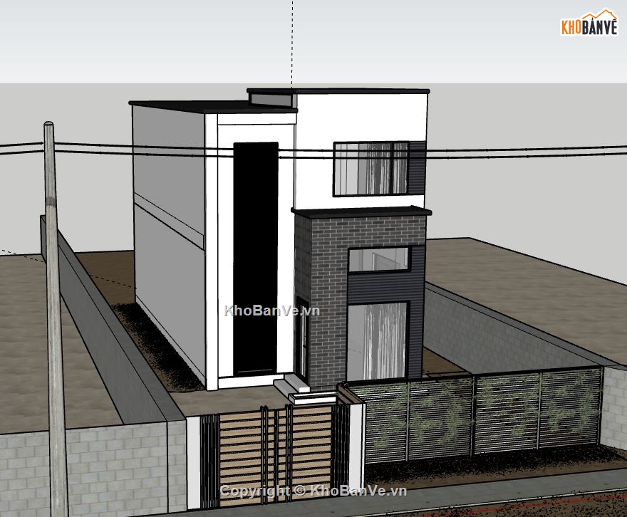 Nhà phố 2 tầng,model su nhà phố 2 tầng,nhà phố 2 tầng file sketchup