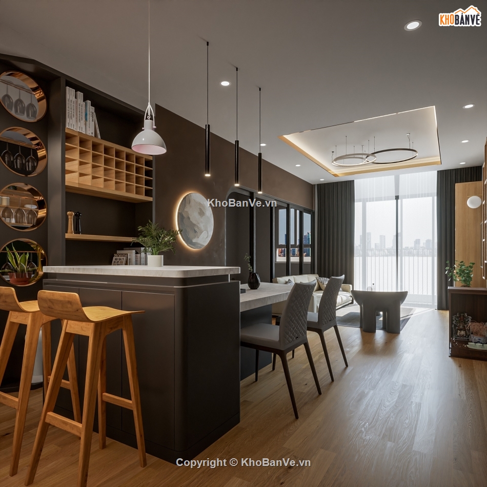 sketchup nội thất khách bếp,File sketchup nội thất,File sketchup nội thất nhà phố,File sketchup Khách bếp,sketchup nội thất bếp