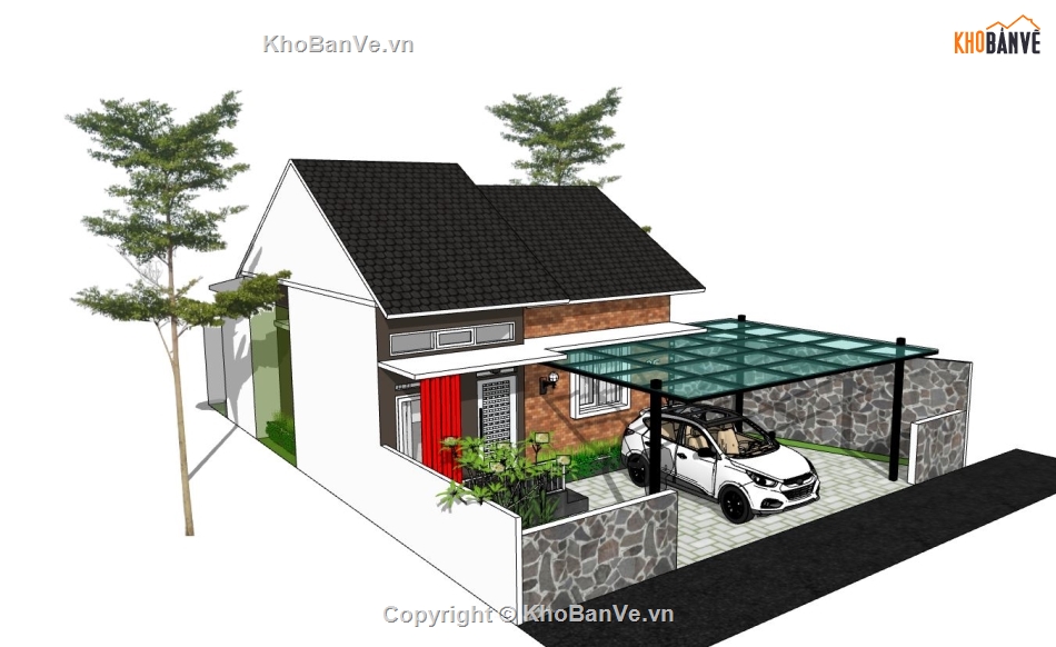 nhà cấp 4,nhà cấp 4 sketchup,sketchup nhà cấp 4,file su nhà cấp 4