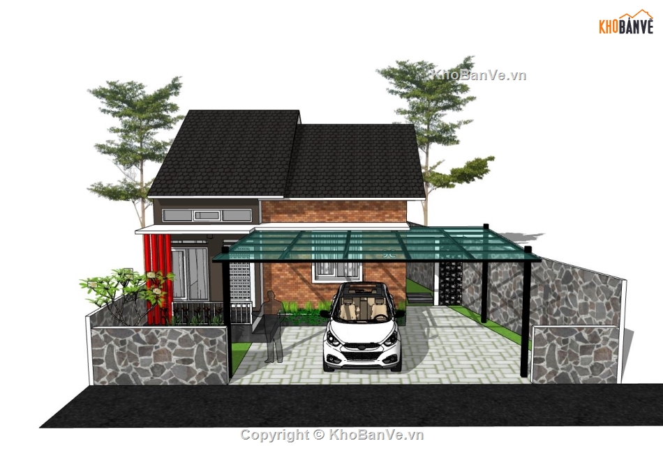 nhà cấp 4,nhà cấp 4 sketchup,sketchup nhà cấp 4,file su nhà cấp 4