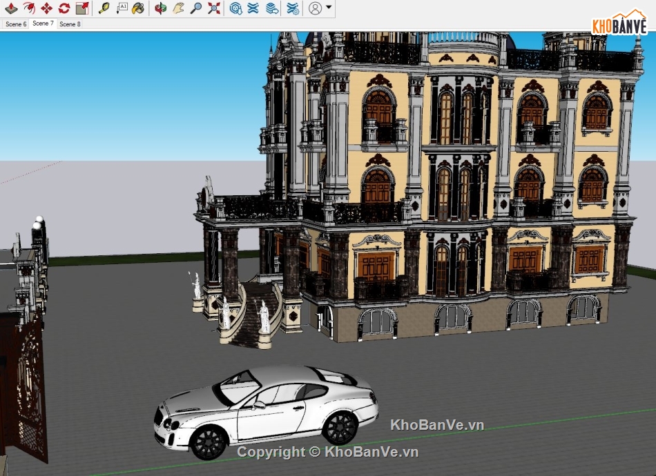Model sketchup biệt thự tân cổ điển,Model sketchup biệt thự,Sketchup biệt thự tân cổ điển,File Sketchup biệt thự tân cổ,File sketchup lâu đài cổ điển,File sketchup lâu đài