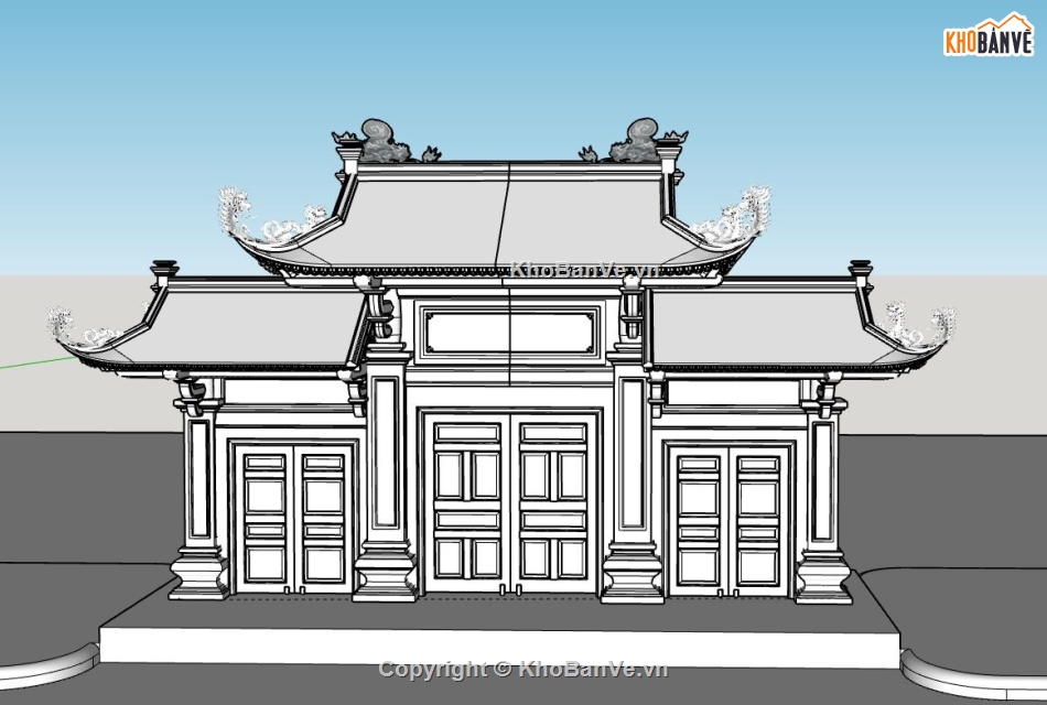 Cổng chùa,File sketchup cổng chùa,Cổng chùa file sketchup,Cổng chùa model su,model sketchup cổng chùa