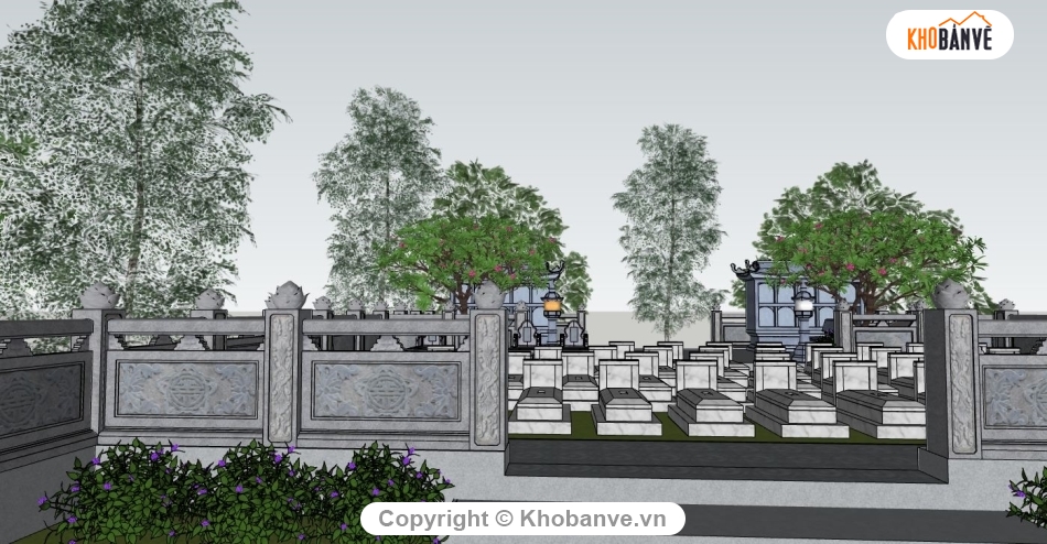 3d sketchup lăng mộ,thiết kế lăng mộ,khu lăng mộ