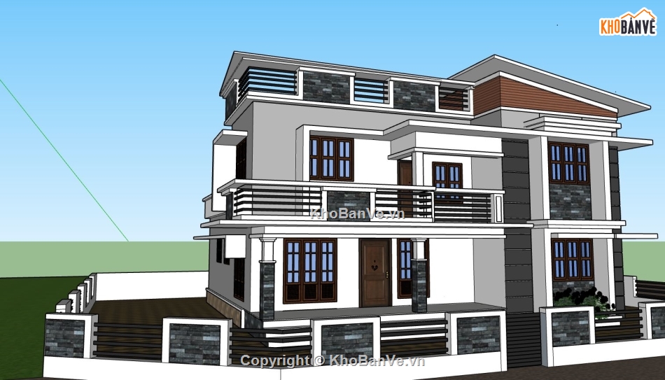 biệt thự 2 tầng,biệt thự sketchup,model su biệt thự 2 tầng,phối cảnh biệt thự 2 tầng,thiết kế biệt thự 2 tầng