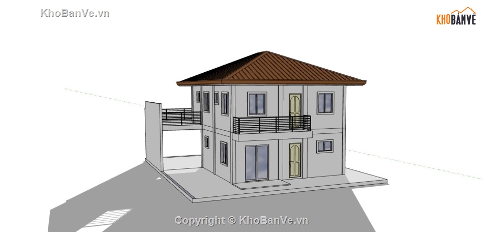 biệt thự 2 tầng,sketchup biệt thự,model su biệt thự 2 tầng