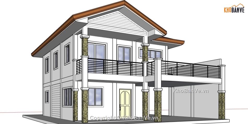 biệt thự 2 tầng,sketchup biệt thự,model su biệt thự 2 tầng