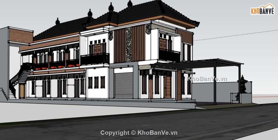 biệt thự 2 tầng,Model sketchup biệt thự,thiết kế biệt thự 2 tầng,mẫu biệt thự 2 tầng