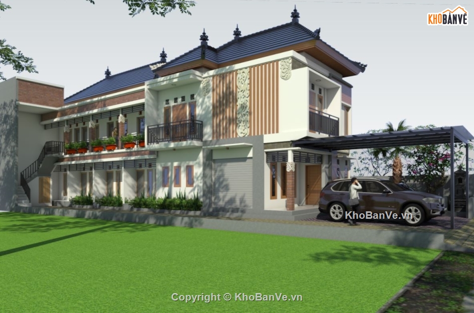 biệt thự 2 tầng,Model sketchup biệt thự,thiết kế biệt thự 2 tầng,mẫu biệt thự 2 tầng