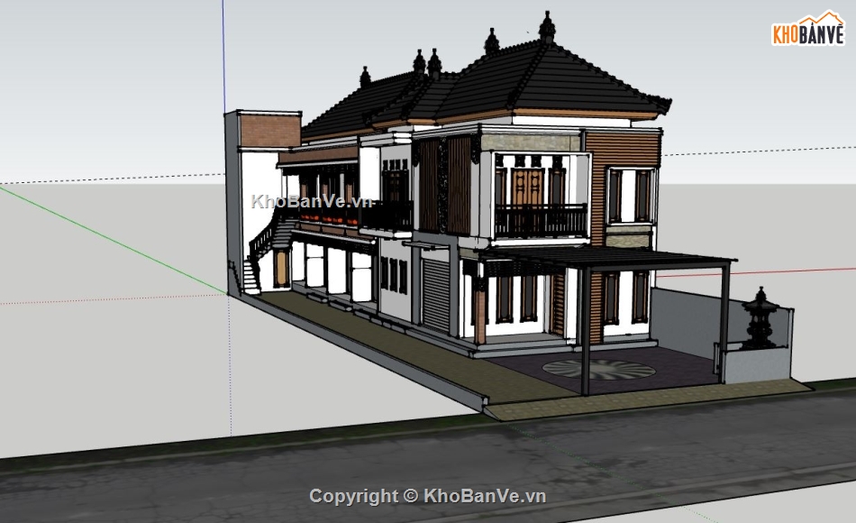 biệt thự 2 tầng,Model sketchup biệt thự,thiết kế biệt thự 2 tầng,mẫu biệt thự 2 tầng