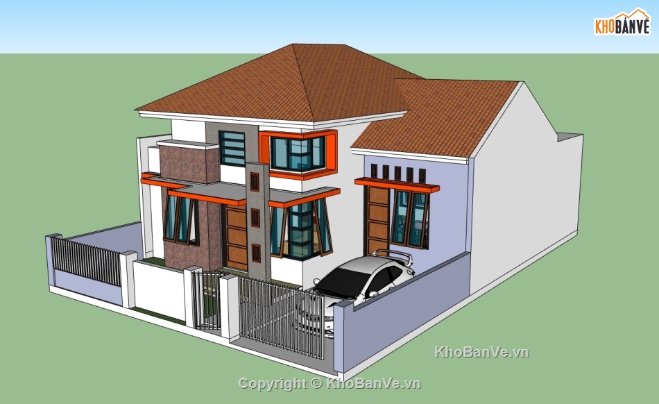 biệt thự 2 tầng,Model su biệt thự 2 tầng,sketchup biệt thự,sketchup biệt thự 2 tầng