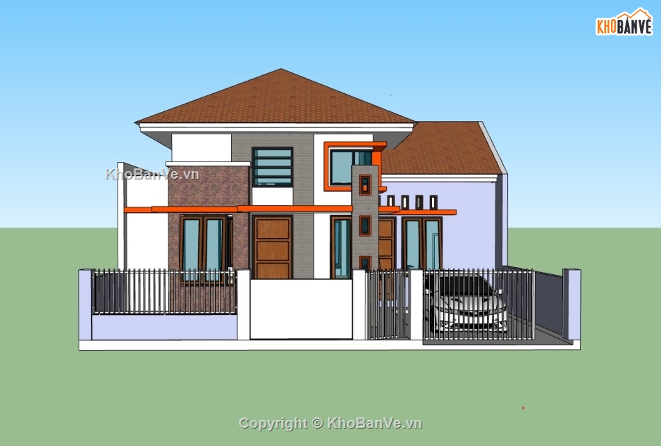 biệt thự 2 tầng,Model su biệt thự 2 tầng,sketchup biệt thự,sketchup biệt thự 2 tầng