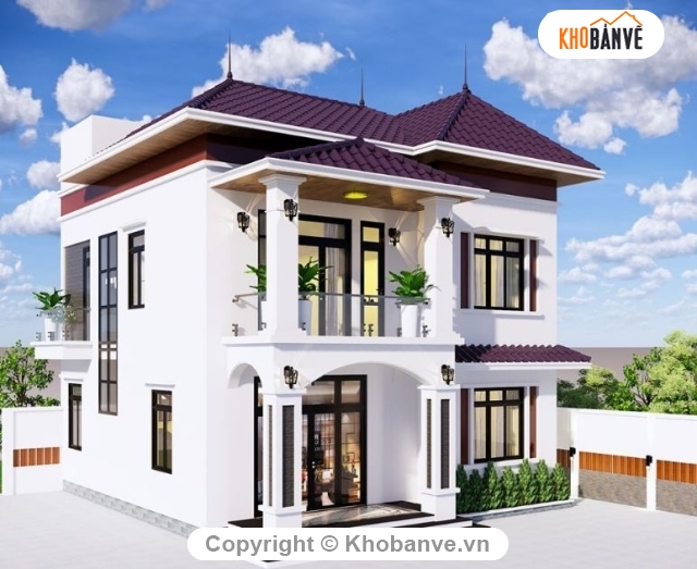 biệt thự 2 tầng,Sketchup,biệt thự  tầng