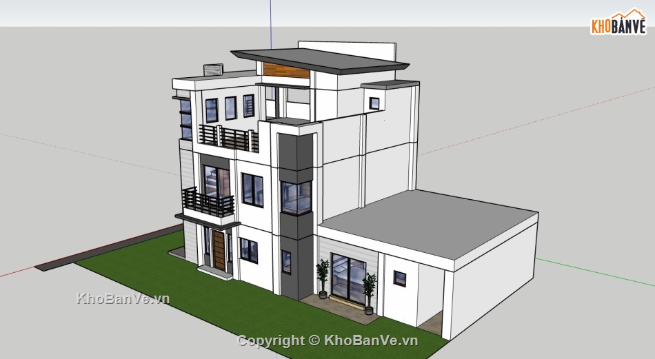 biệt thự 3 tầng,sketchup biệt thự 3 tầng,phối cảnh biệt thự 3 tầng,mẫu biệt thự 3 tầng đẹp