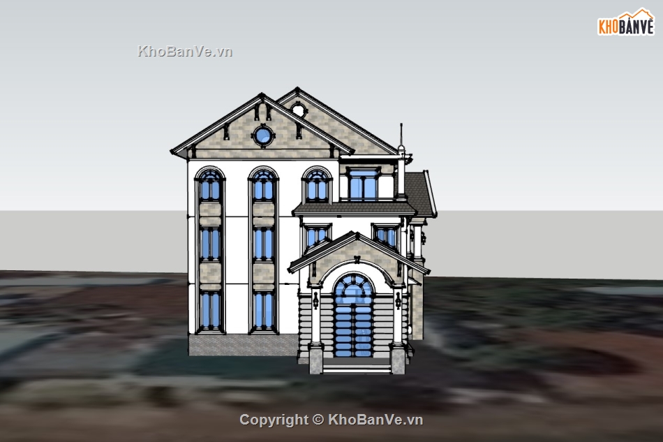 biệt thự 3 tầng,su biệt thự,biệt thự sketchup