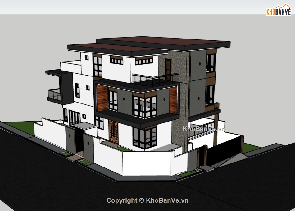 biệt thự 3 tầng,Model su biệt thự 3 tầng,su biệt thự,sketchup biệt thự