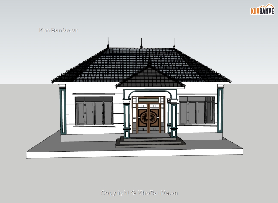 nhà 1 tầng,su nhà 1 tầng,sketchup nhà 1 tầng