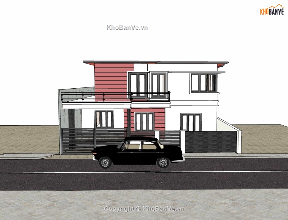 biệt thự 2 tầng,su biệt thự,sketchup biệt thự