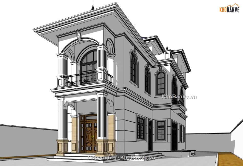 su biệt thự,sketchup biệt thự,su biệt thự 3 tầng