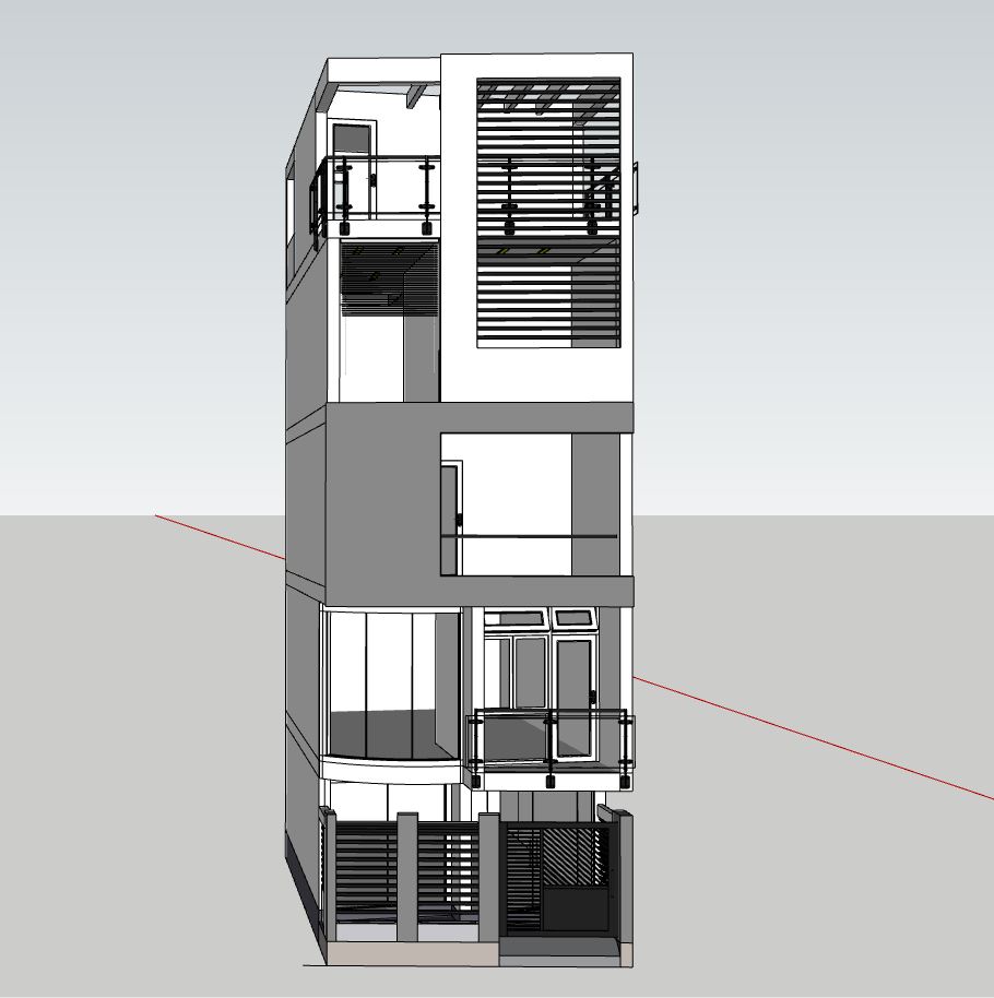 nhà phố 5 tầng,file sketchup nhà phố 5 tầng,ngoại thất nhà phố 5 tầng,bản vẽ nhà phố