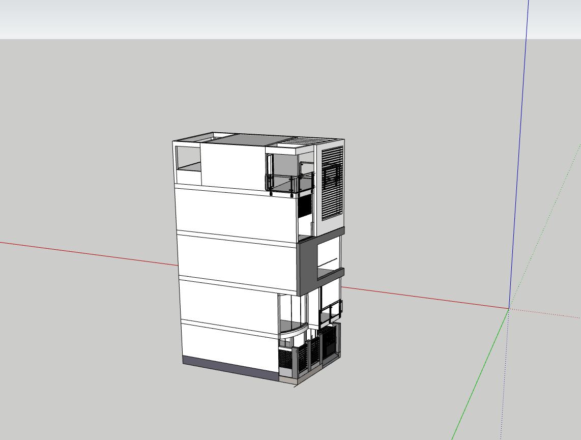 nhà phố 5 tầng,file sketchup nhà phố 5 tầng,ngoại thất nhà phố 5 tầng,bản vẽ nhà phố