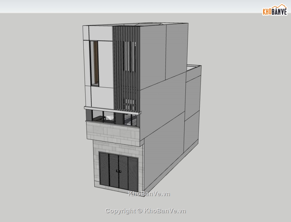 nhà lô phố 3 tầng,sketchup nhà lô phố 3 tầng,mẫu nhà lô phố,phối cảnh nhà phố hiện đại