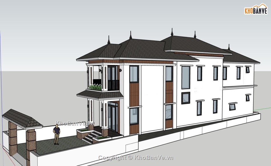 mẫu nhà phố 2 tầng đẹp file su,file sketchup dựng nhà phố 2 tầng,sketchup bao cảnh nhà phố 2 tầng