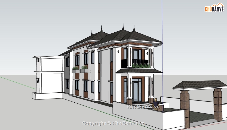 mẫu nhà phố 2 tầng đẹp file su,file sketchup dựng nhà phố 2 tầng,sketchup bao cảnh nhà phố 2 tầng